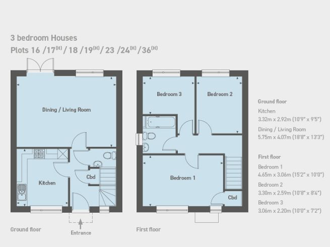 Floor plan, 3 bedroom house - artist's impression subject to change